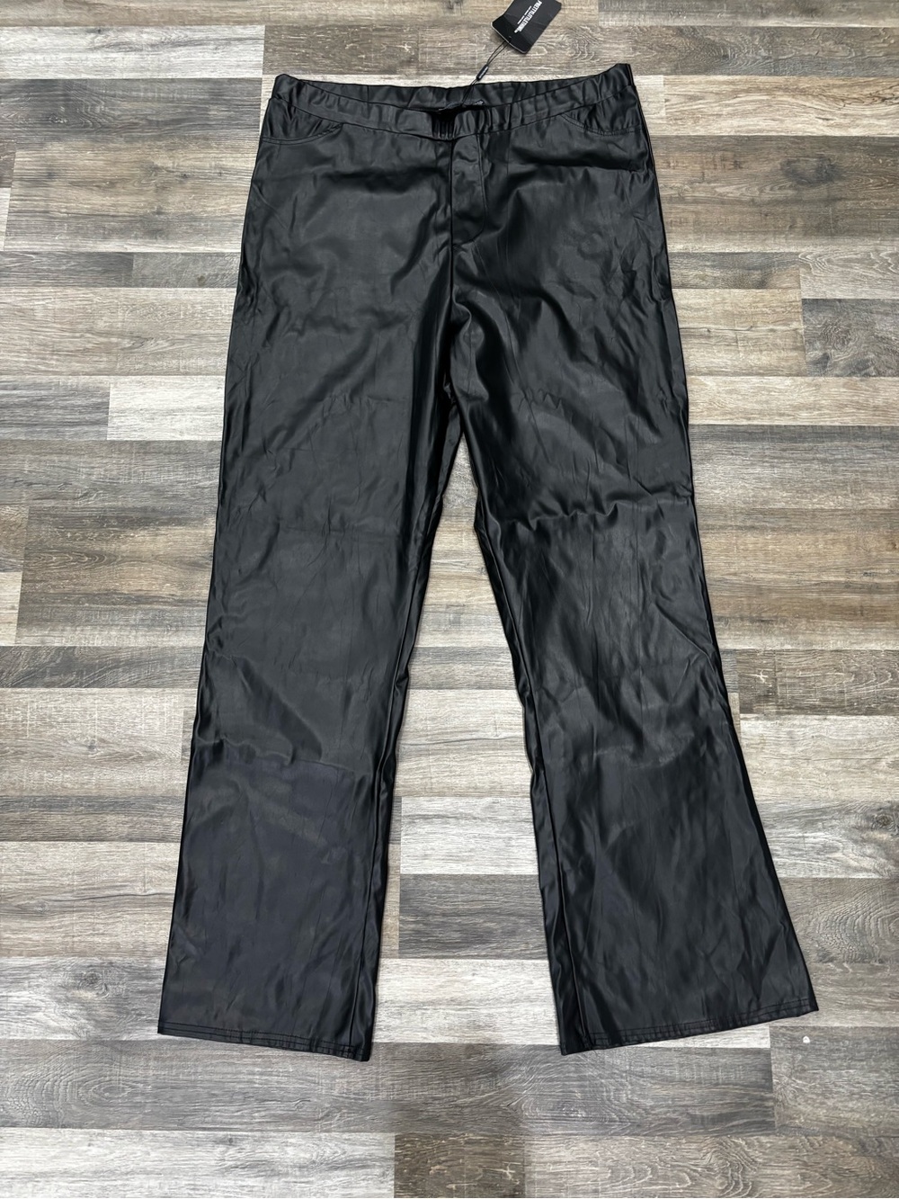 PrettyLittleThing Black Faux Leather Wide Leg Trousers